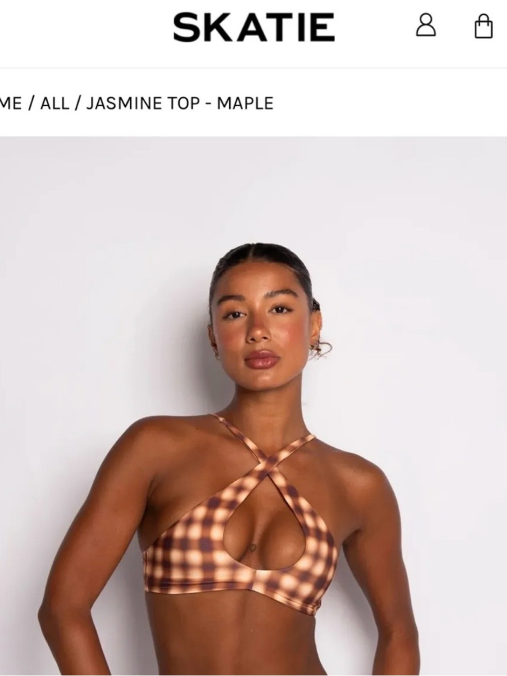 Skatie Jasmine Crossfront Top - Brown Plaid - Picture 1 of 2